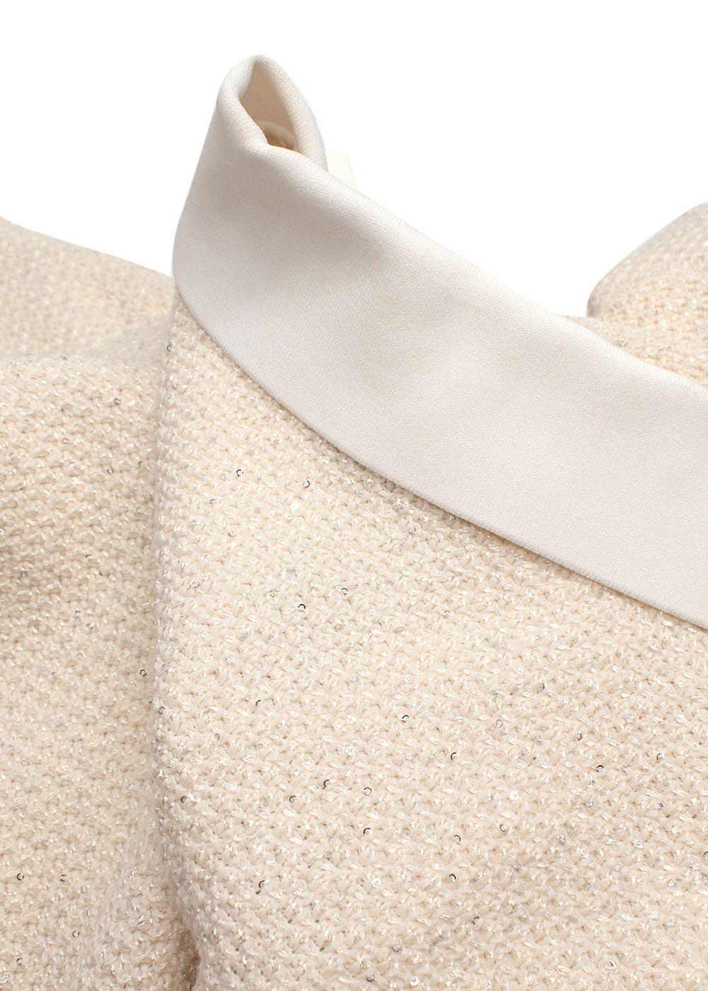Self Portrait Cream Bow Embellished Knitted Mini Dress
