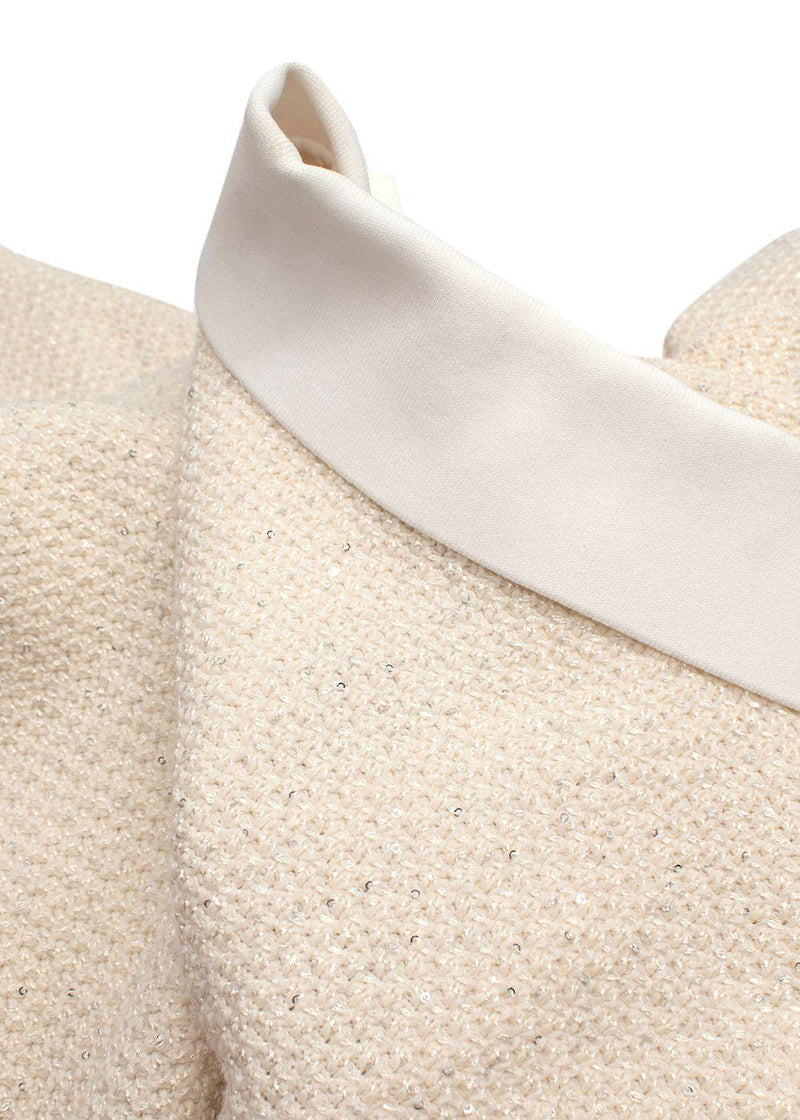 Self Portrait Cream Bow Embellished Knitted Mini Dress