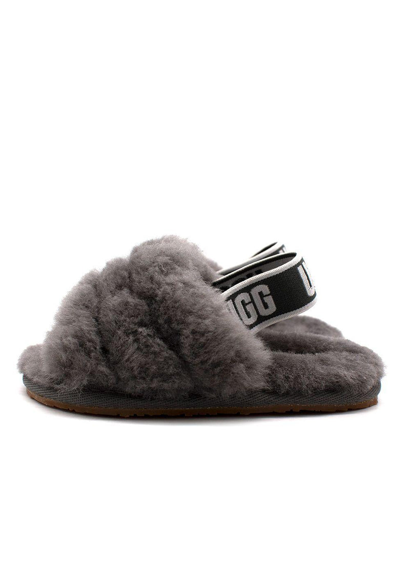 UGG Grey Kids fluffy Slides