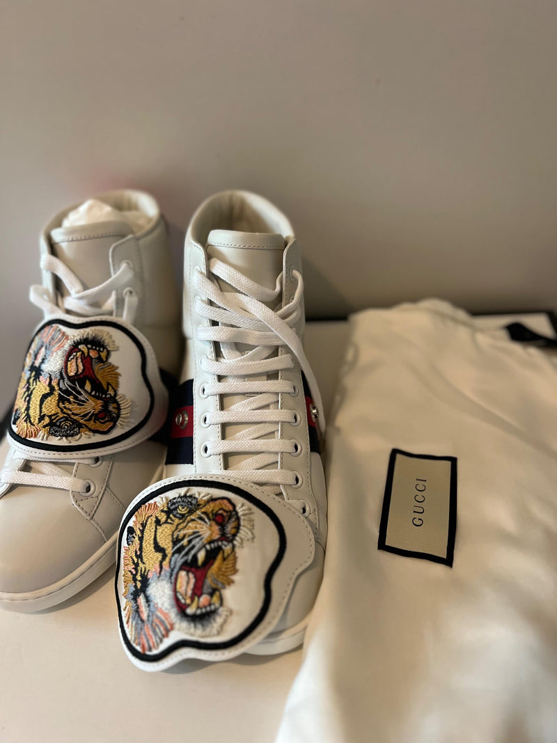 Gucci Tiger Patch Ace High Tops