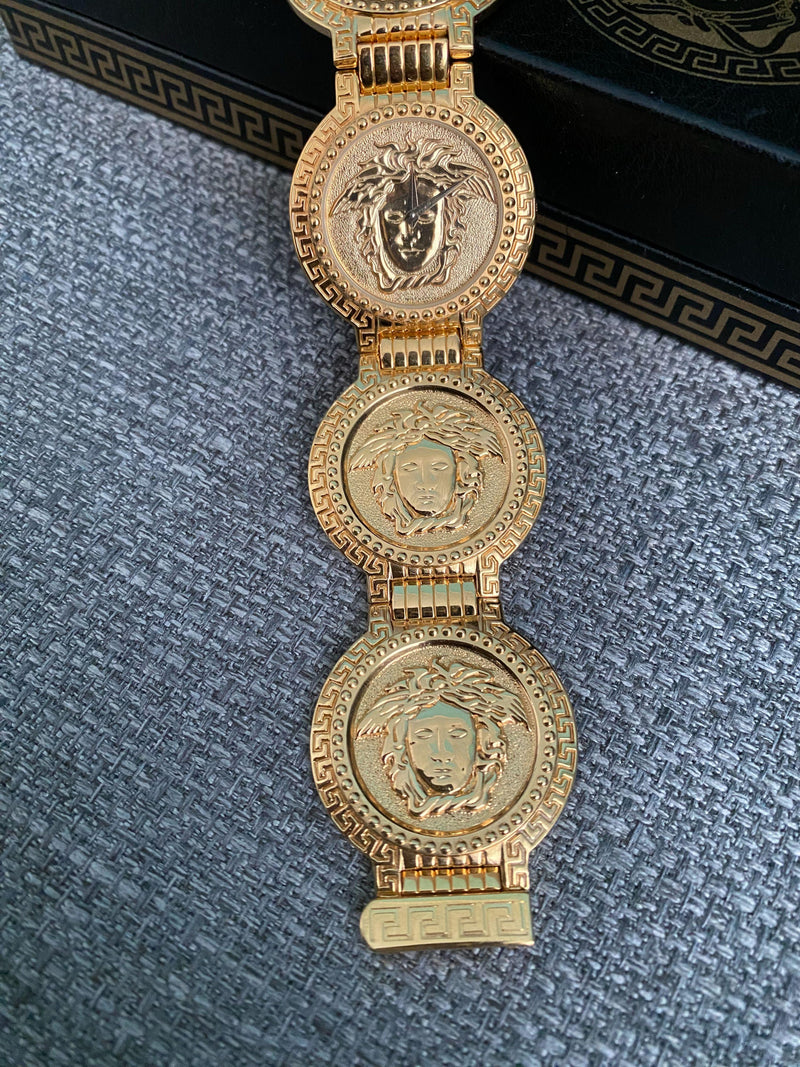 Vintage Gold Plated Medusa Head Coin Watch