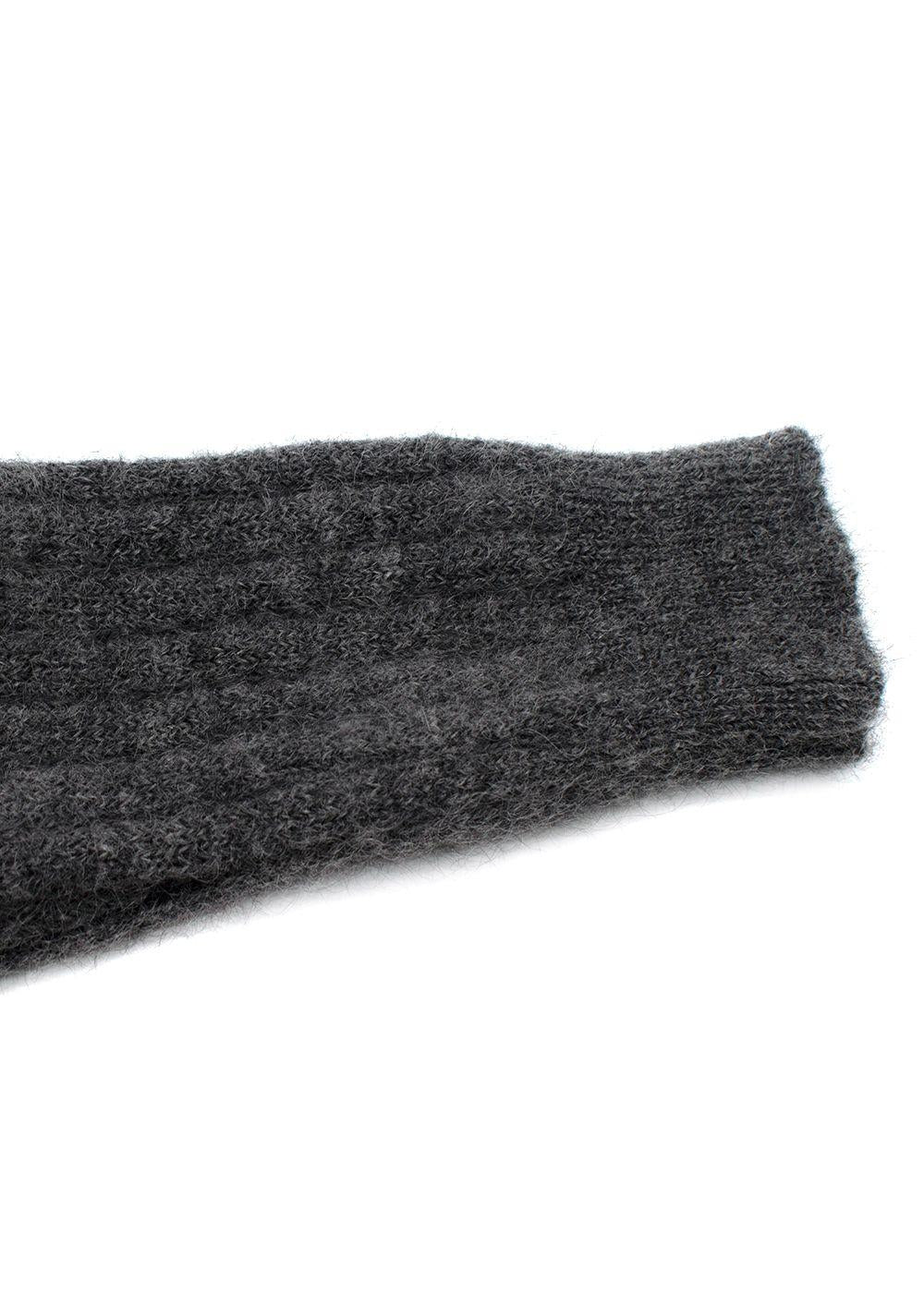 Alessandra Rich Grey Stud Mohair Blend V-Neck Sweater