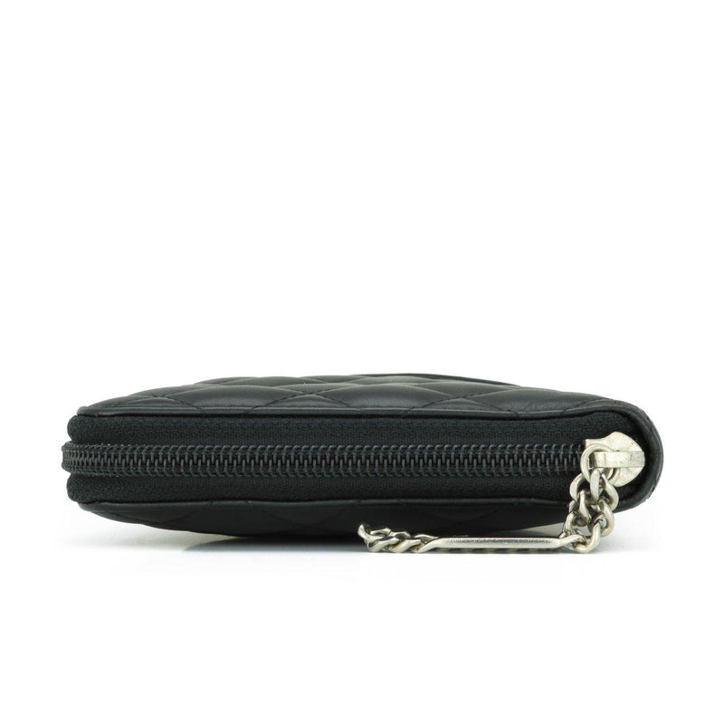 Chanel Black Lambskin Cambon Long Zip Wallet