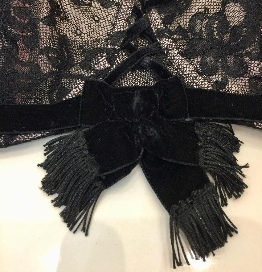 Chantal Thomass Paris Couture Leavers Lace & Velvet Bra & Brief Set