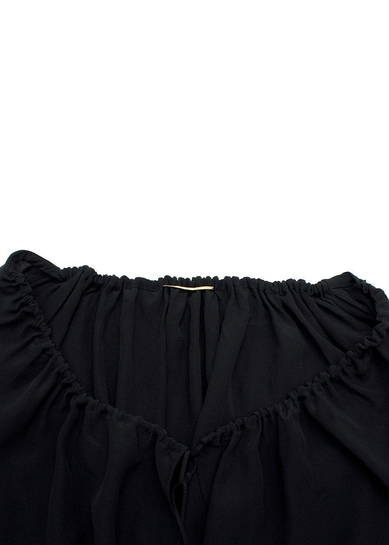 Saint Laurent Black Silk Peasant Blouse