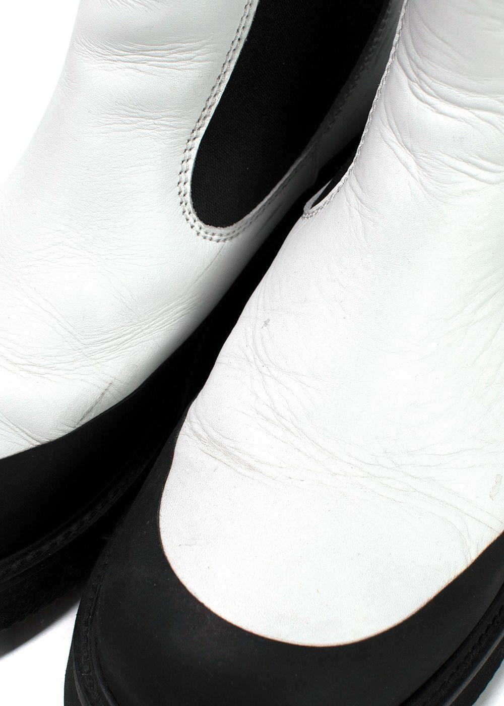 Celine White & Black Chelsea Ankle Boots
