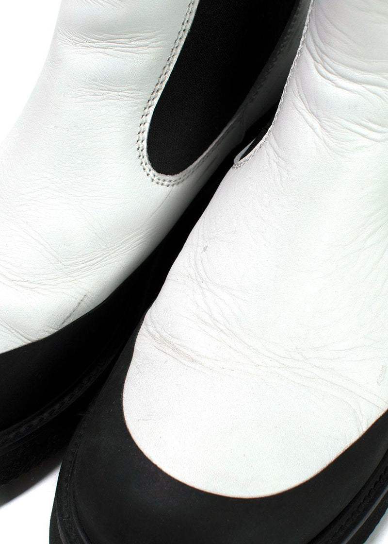 Celine White & Black Chelsea Ankle Boots