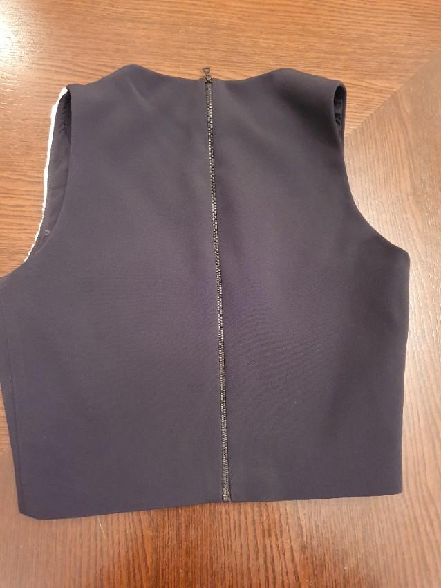 David Koma Black Cady & Silver Sequin Sleeveless Top