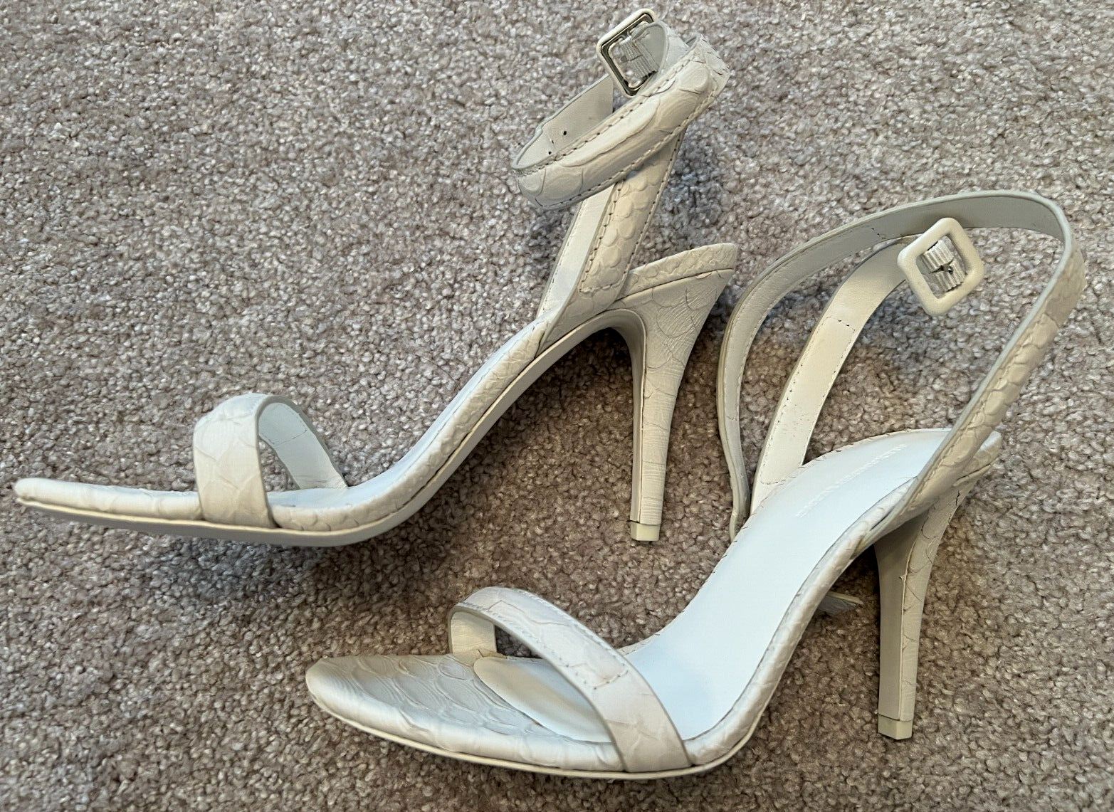 Antonia White Python Embossed Sandals