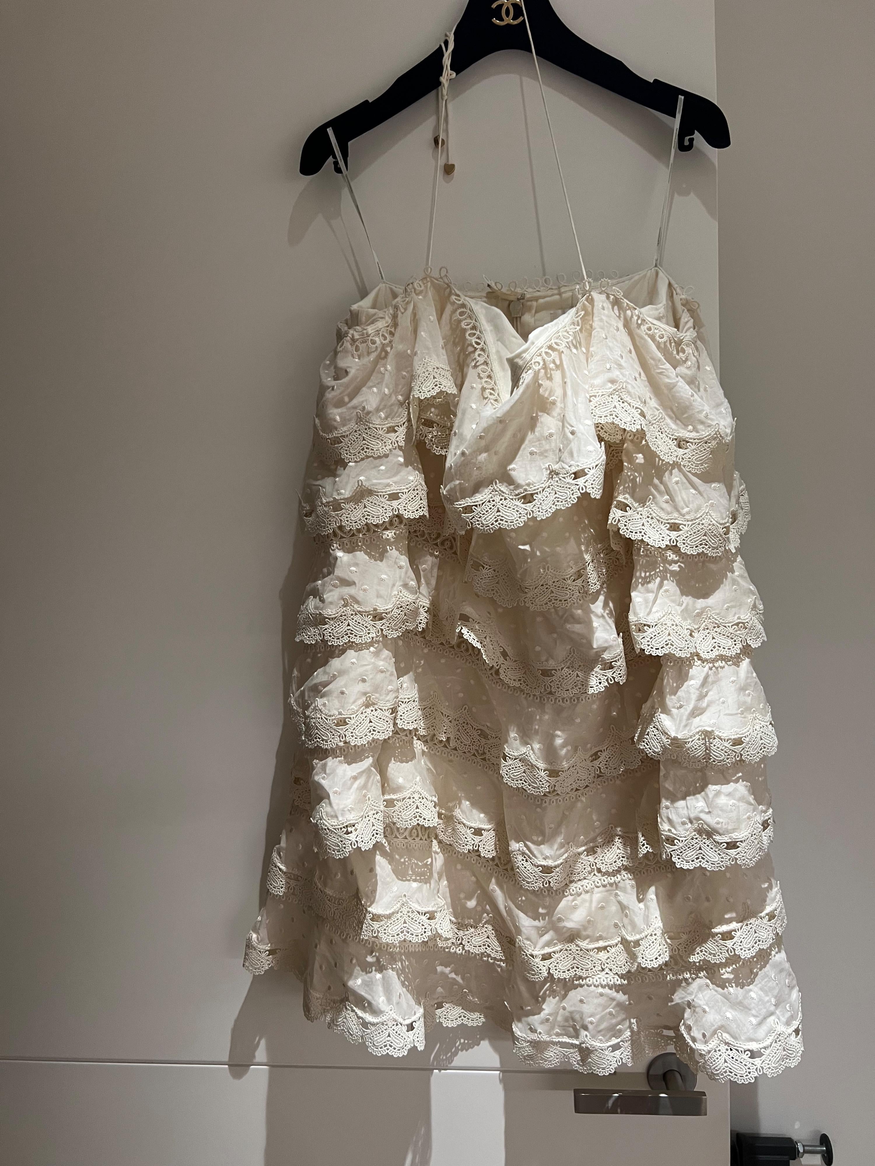 Embroidered Lace Tiered Mini Dress