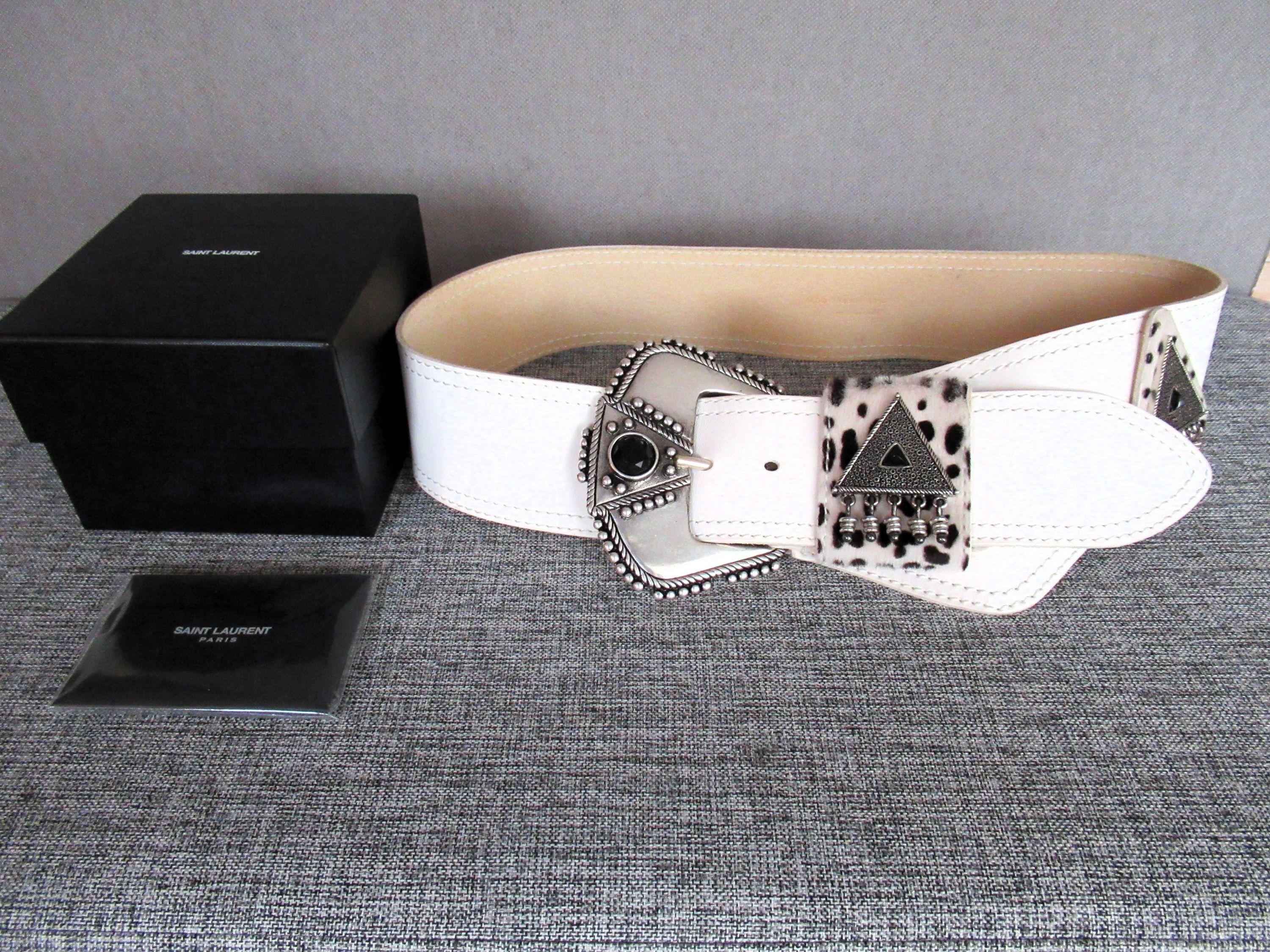 Saint Laurent White Leather Western Corset Belt