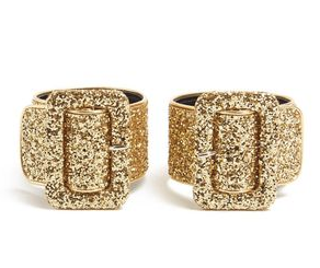 The Attico Glitter-embellished Ankle Straps in Gold