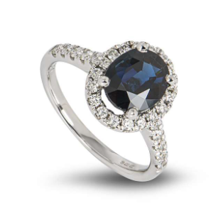 White Gold Sapphire Diamond Ring