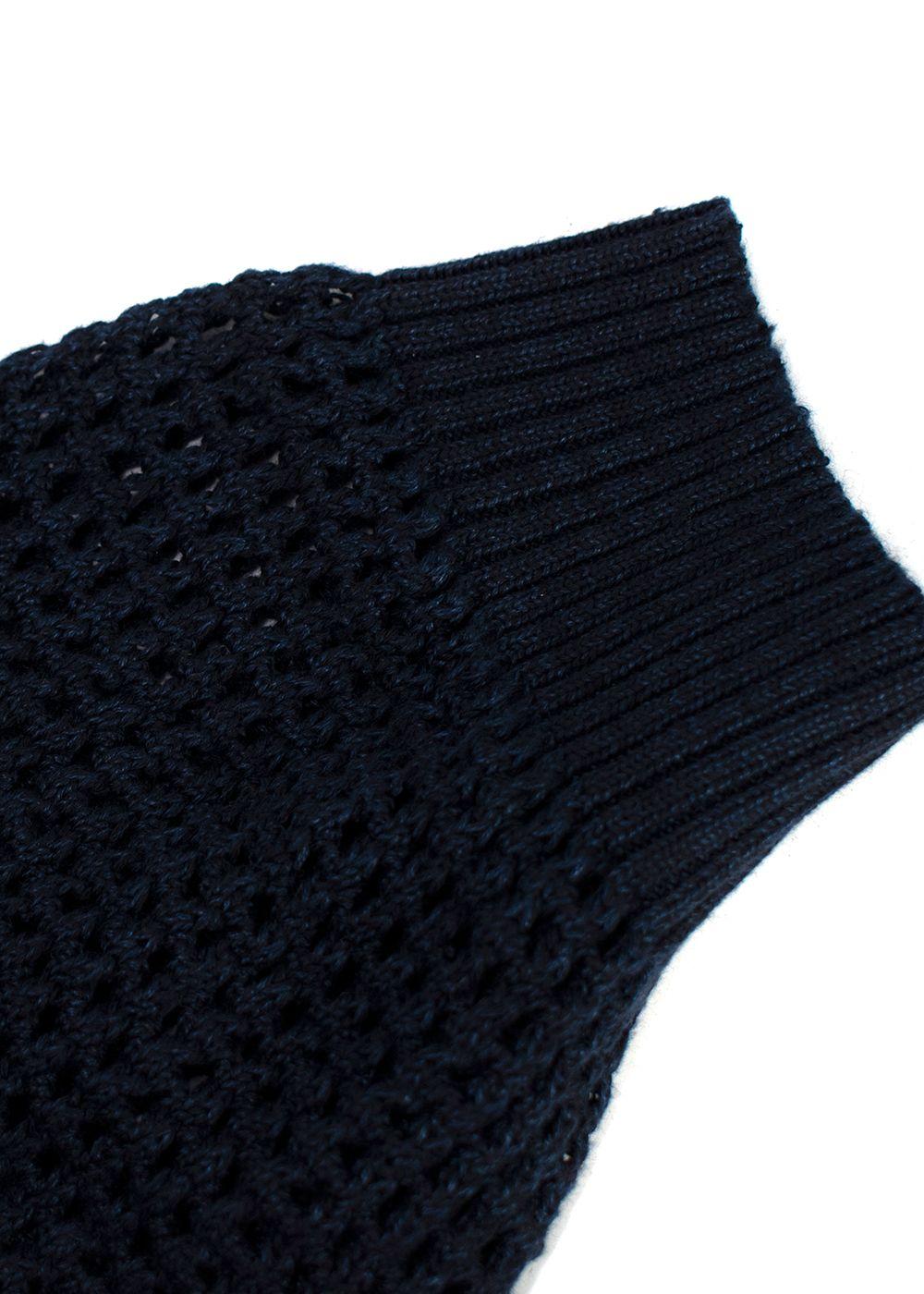 Dior Navy Blue Linen Blend Knitted Tassel Jumper