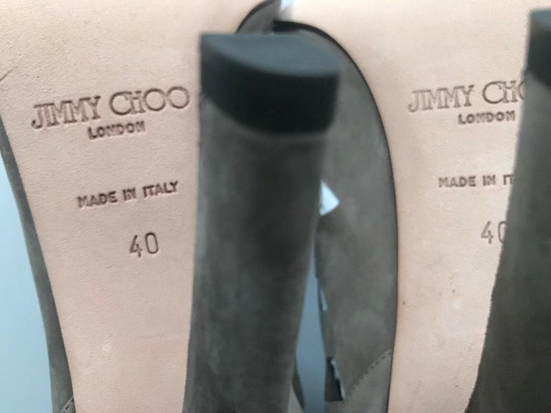 Jimmy Choo Grey Suede Reese Cut-Out Booties