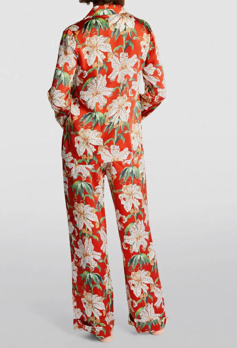 Desmond & Dempsey  Silk Lily Long Pyjama Set