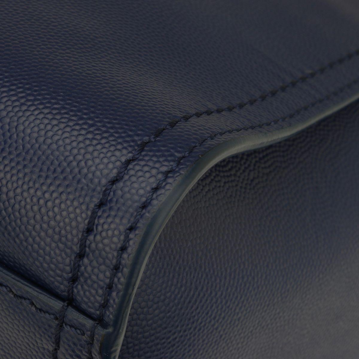 Studded Navy Blue Caviar Deauville Tote Small