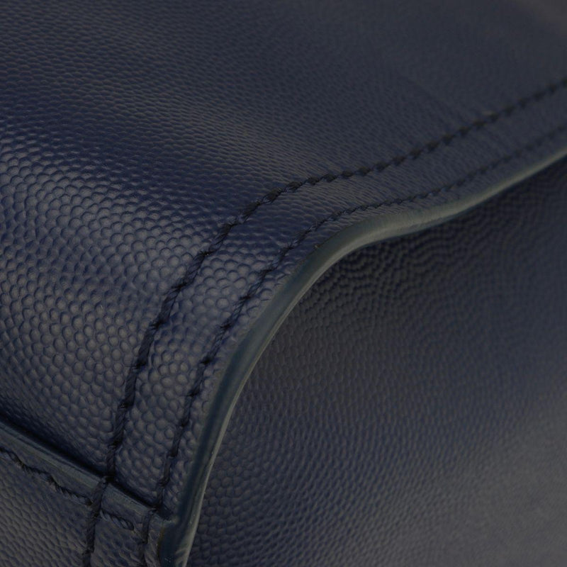 Studded Navy Blue Caviar Deauville Tote Small