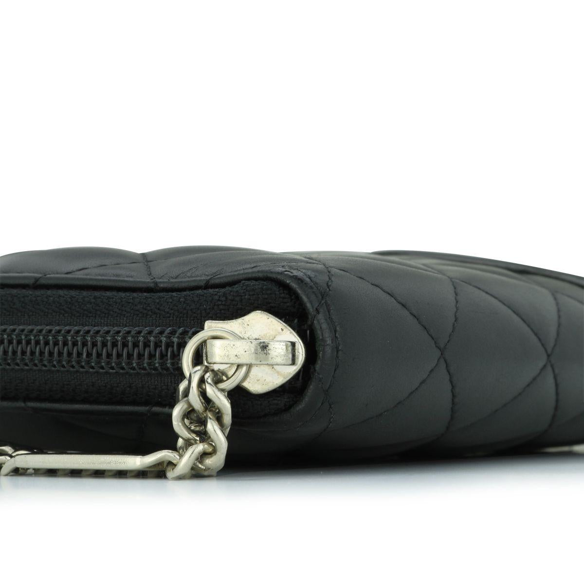Chanel Black Lambskin Cambon Long Zip Wallet
