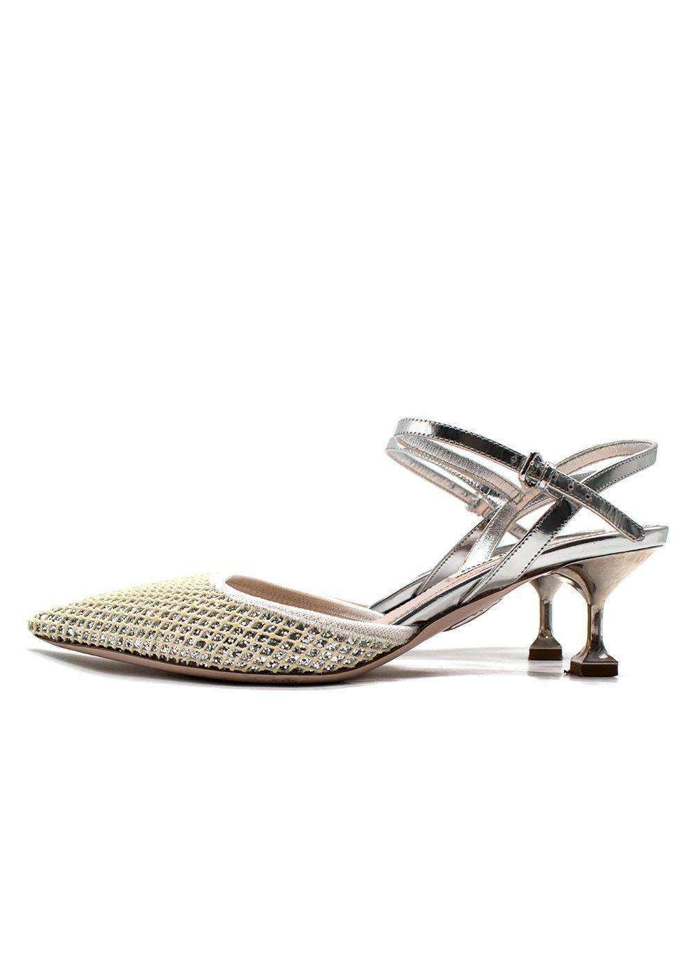 Miu Miu Silver Glitter Kitten Heels