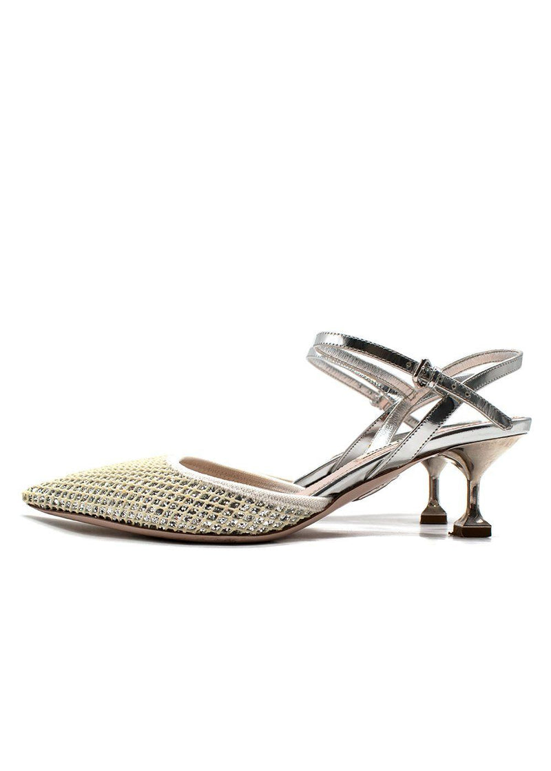 Miu Miu Silver Glitter Kitten Heels