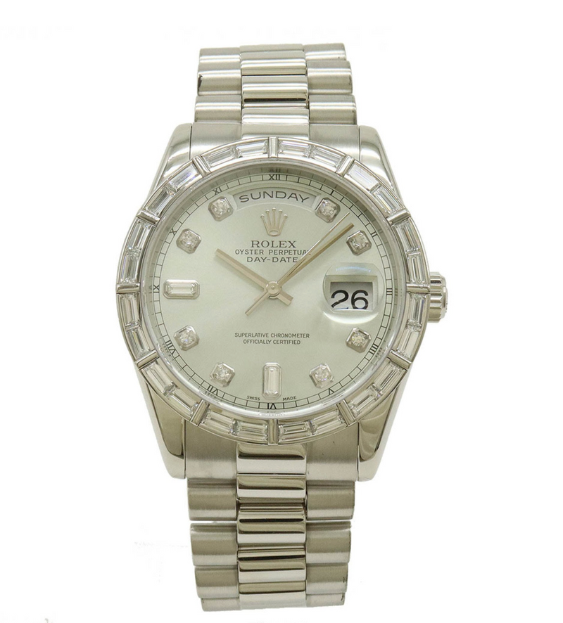 Rolex Day-Date Silver Watch 36mm