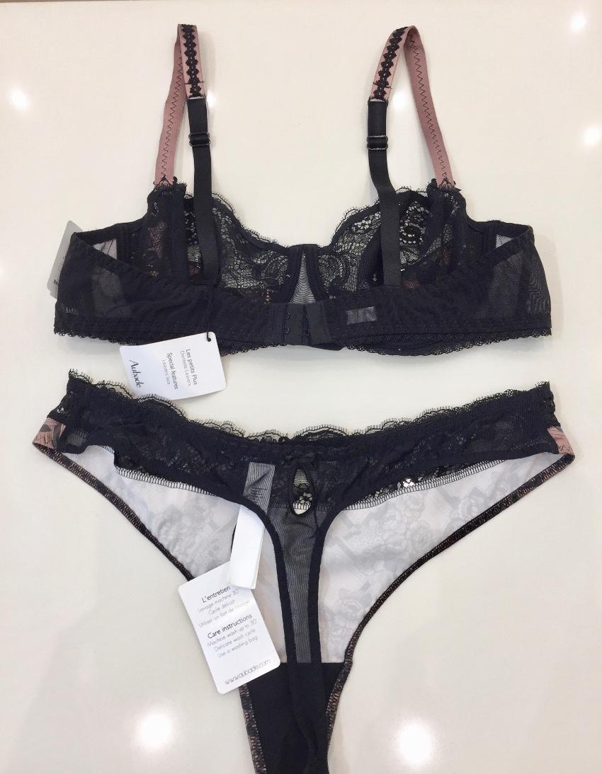 Aubade Art Deco Satin Bra & Tanga Set