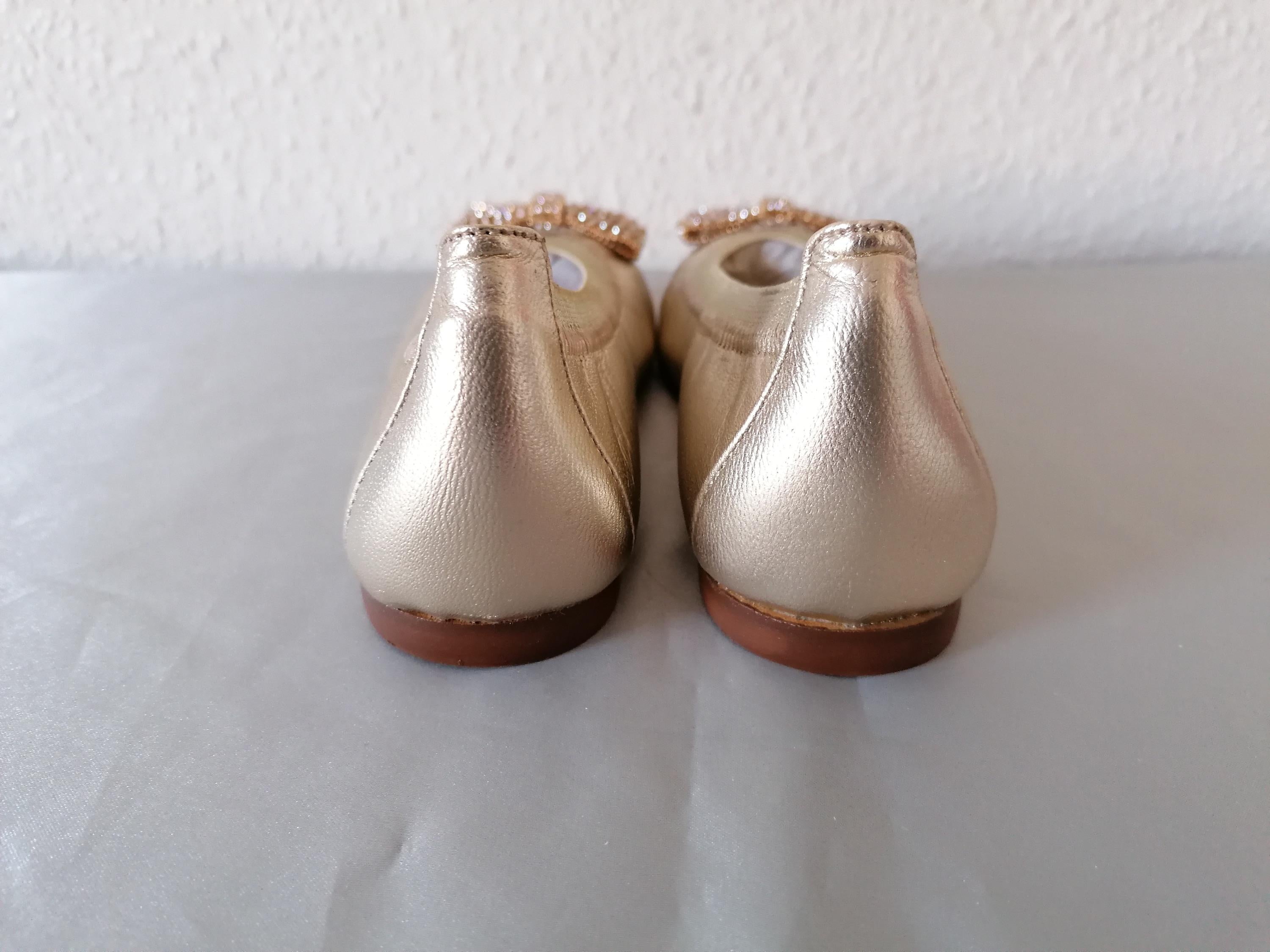 Metallic Pink Leather Bow Front Ballerinas