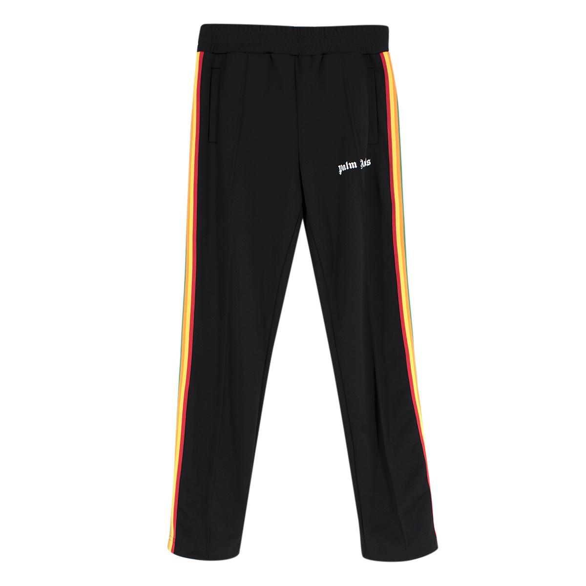 Palm Angels Black Rainbow Side Straps Track Pants
