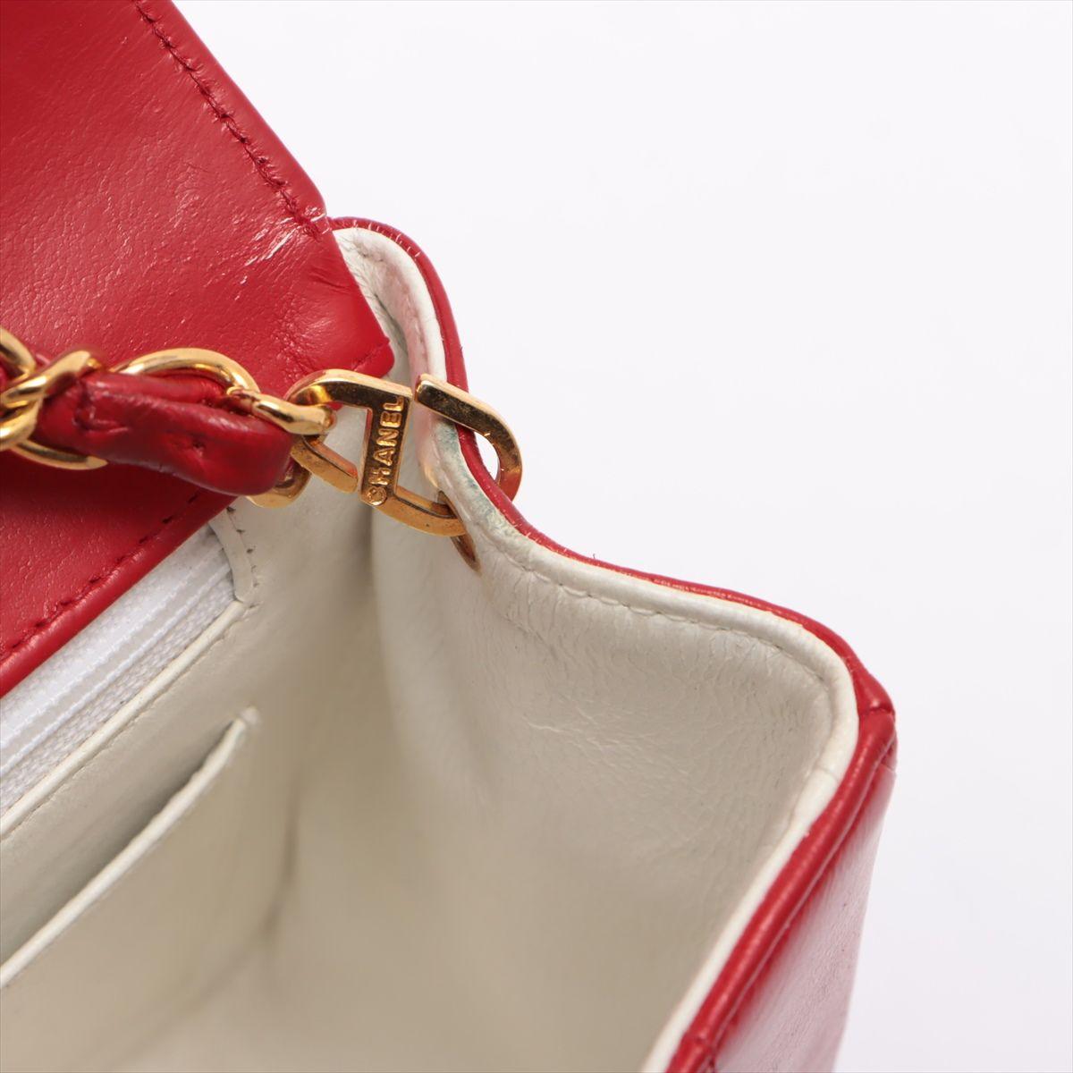 Red Lambskin Quilted Diana Flap Bag