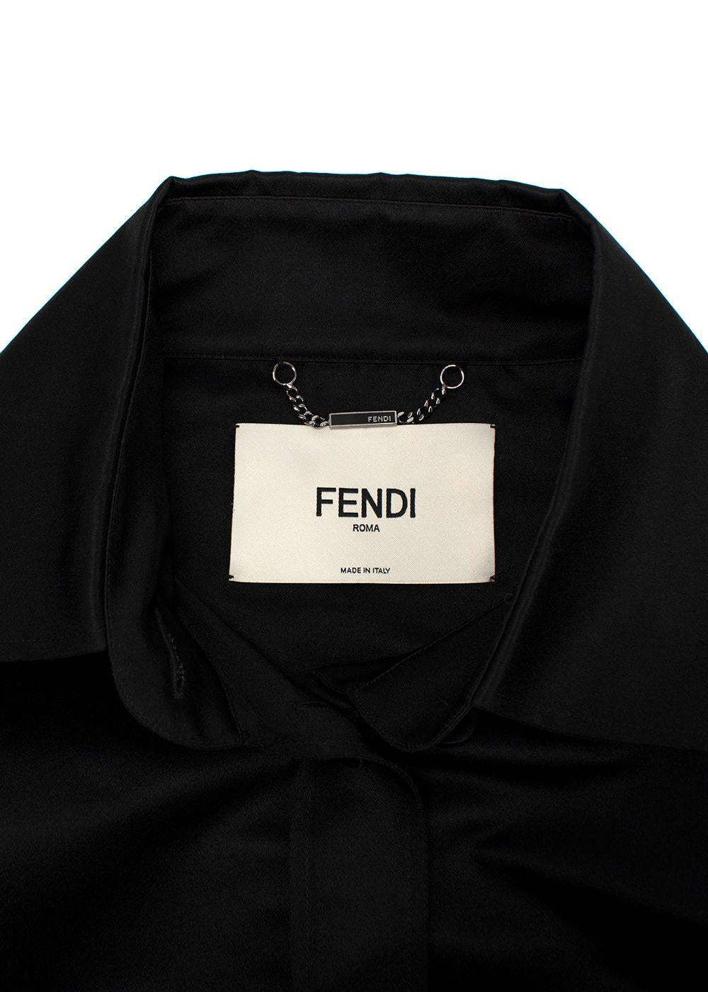 Fendi Black Silk Printed Button-down Shirt
