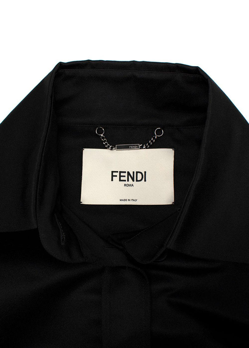 Fendi Black Silk Printed Button-down Shirt