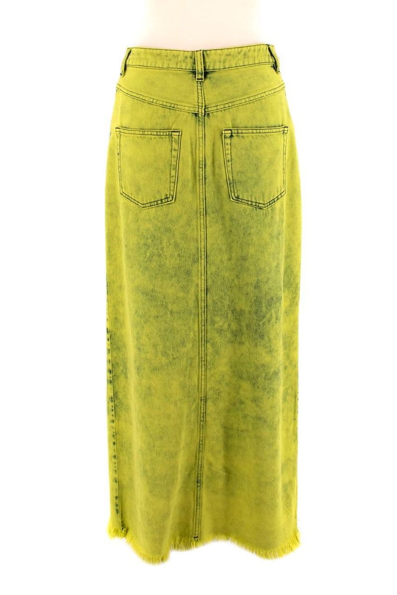 Marques Almeida Frayed Acid-Wash Denim Maxi Skirt