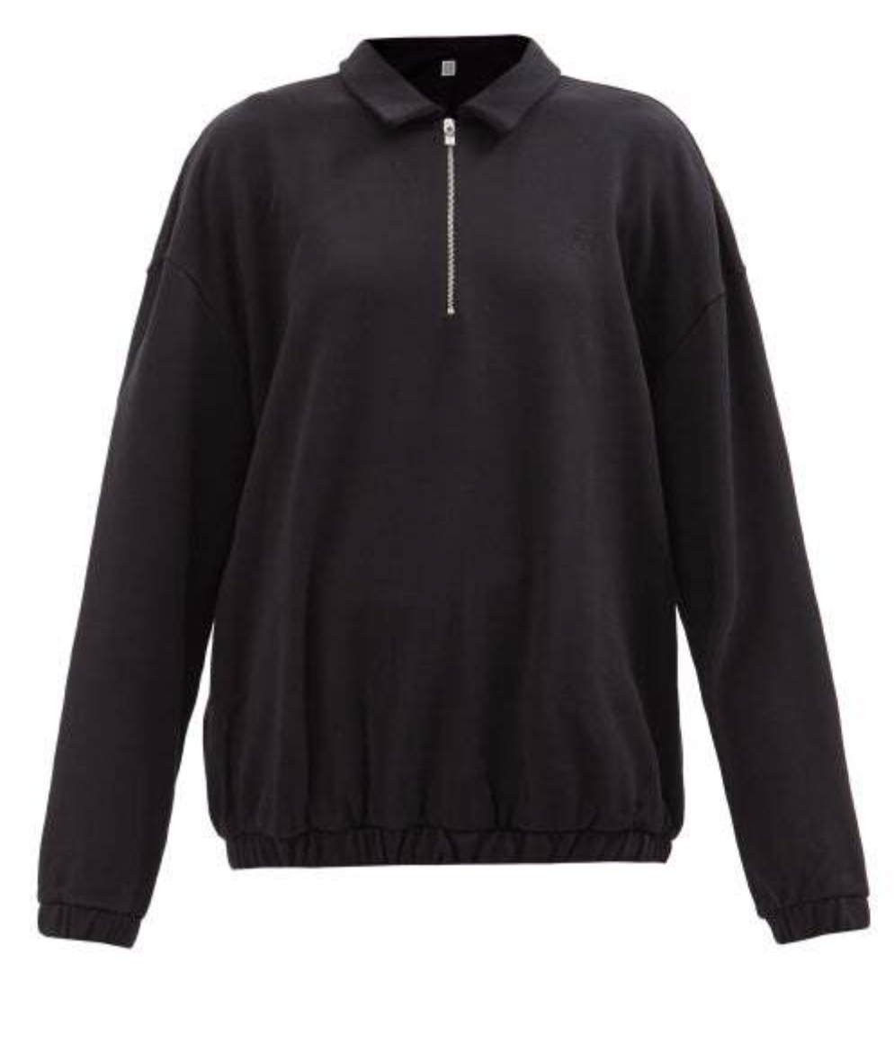 Quarter Zipped Cotton Polo Jumper