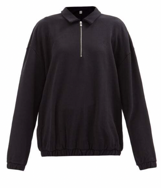 Quarter Zipped Cotton Polo Jumper