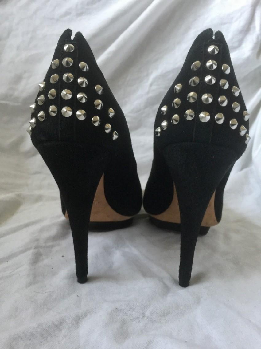 McQ Black Studded Suede Pumps