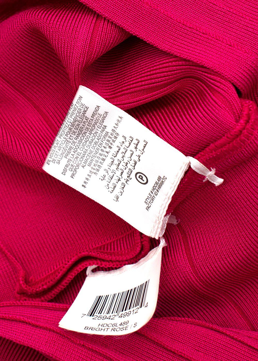 Pink Stretch Bandage V-Neck Zipped Dress