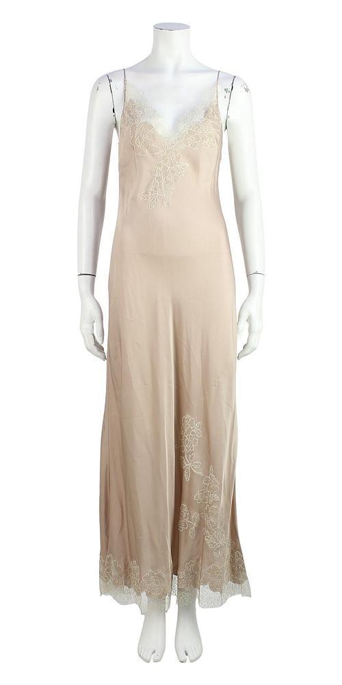 nude silk crepe lace trimmed slip