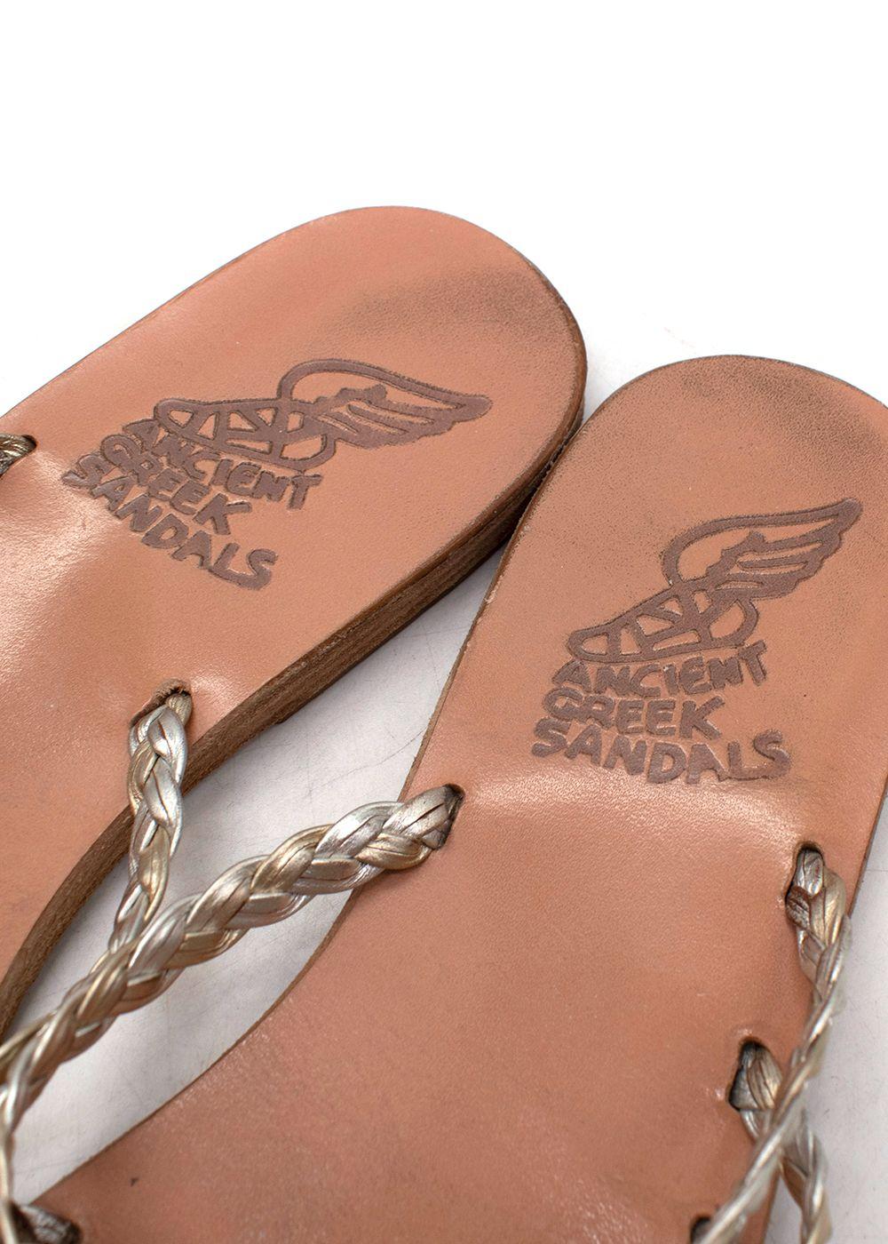 Ancient Greek Amalia Gold Leather Slide Sandals