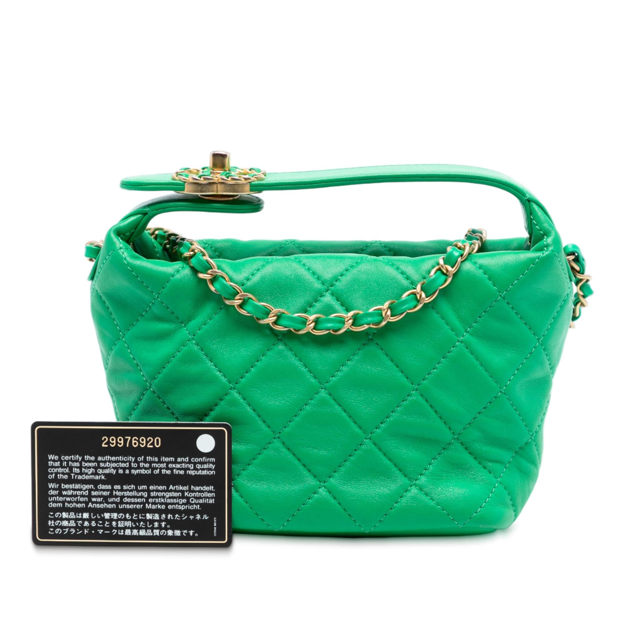 Chanel Green Small Quilted Lambskin Perfect Meeting Hobo