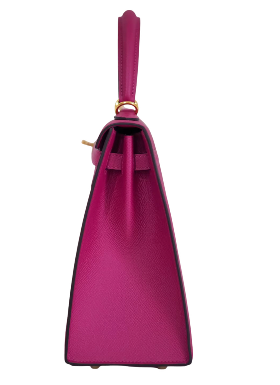 Hermès Kelly 25 Epsom Sellier Rose Pourpre Gold Hardware