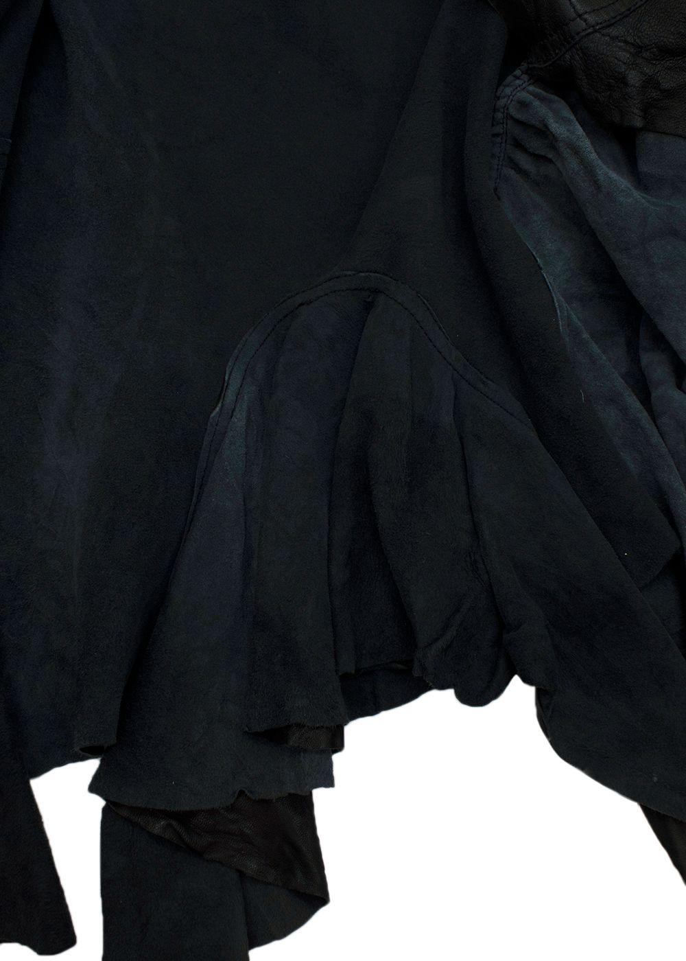 Rick Owens Black Asymmetric Leather Jacket