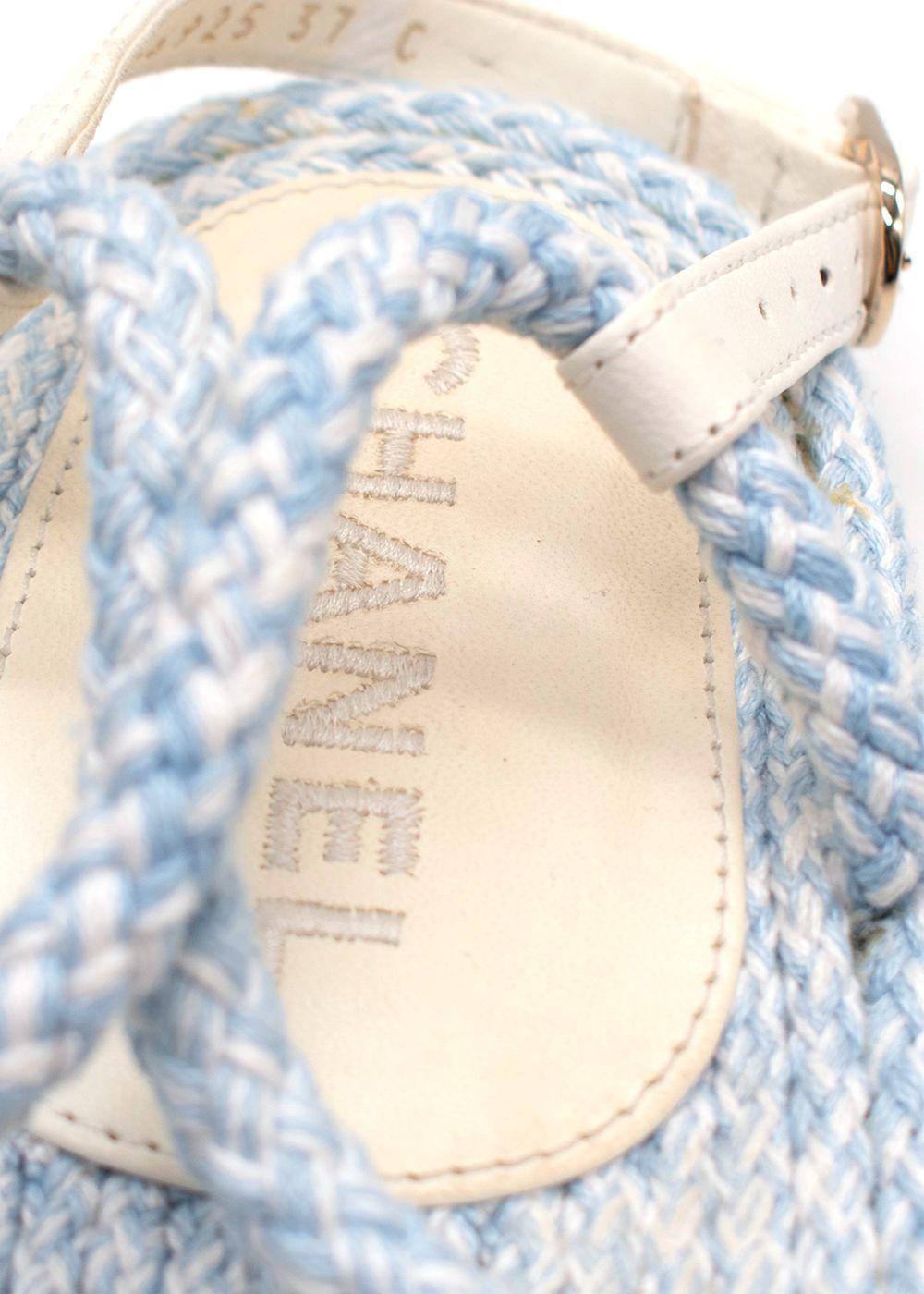 Chanel Cord Blue Rope Chain Flat Sandals