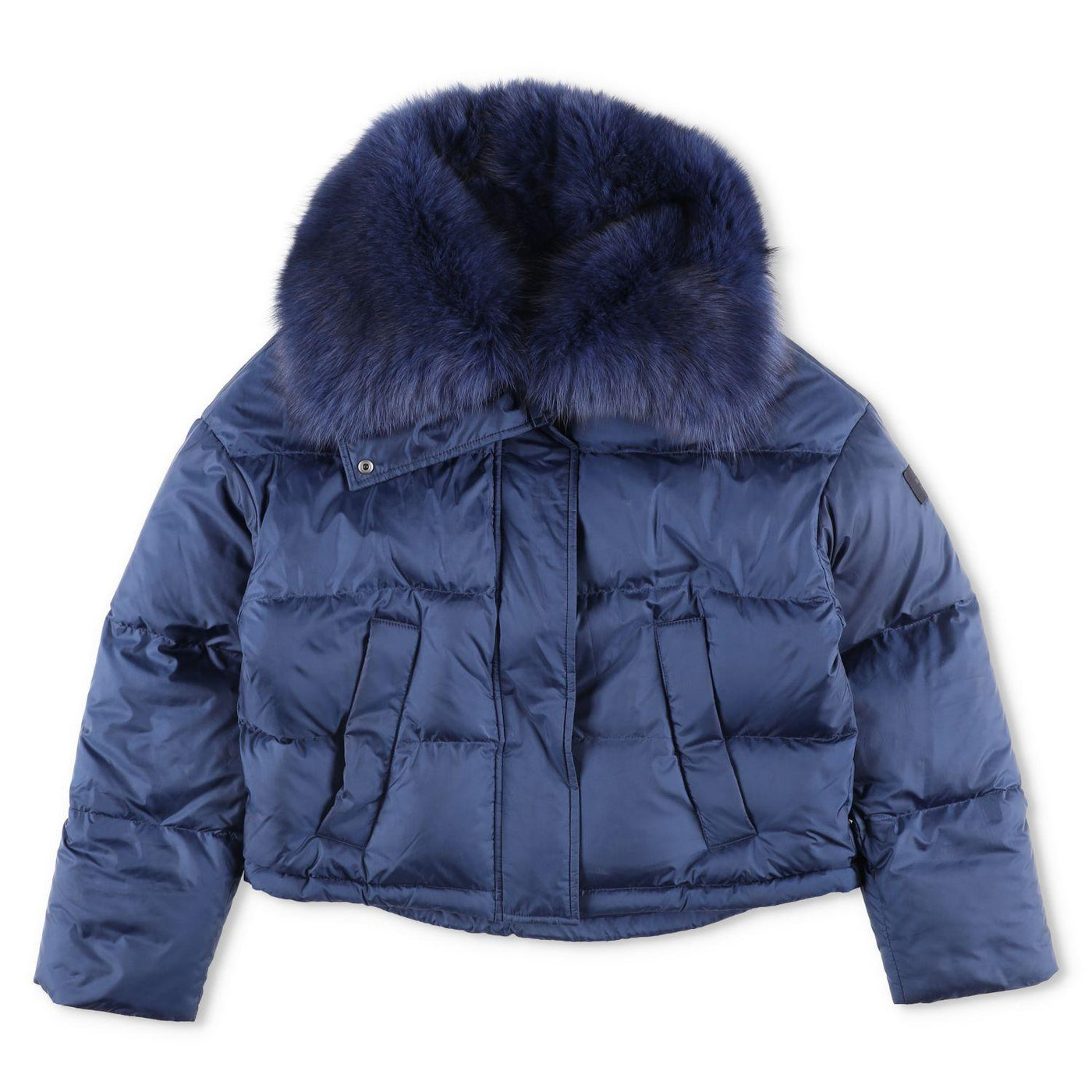 Yves Salomon Short Down Jacket With Fluffy Fox Trim