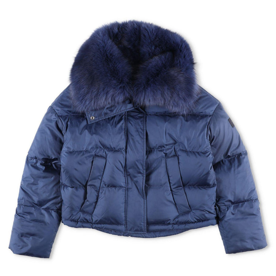 Yves Salomon Short Down Jacket With Fluffy Fox Trim