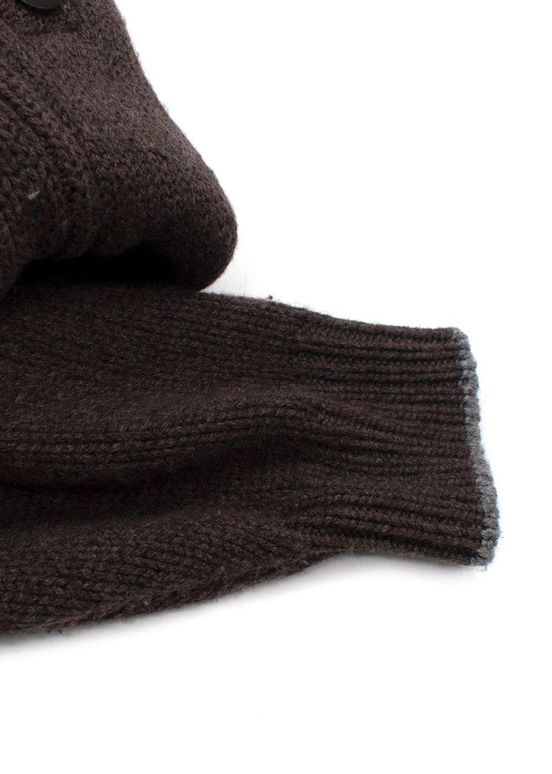 Brunello Cucinelli Brown Cashmere Intarsia Knit Cardigan
