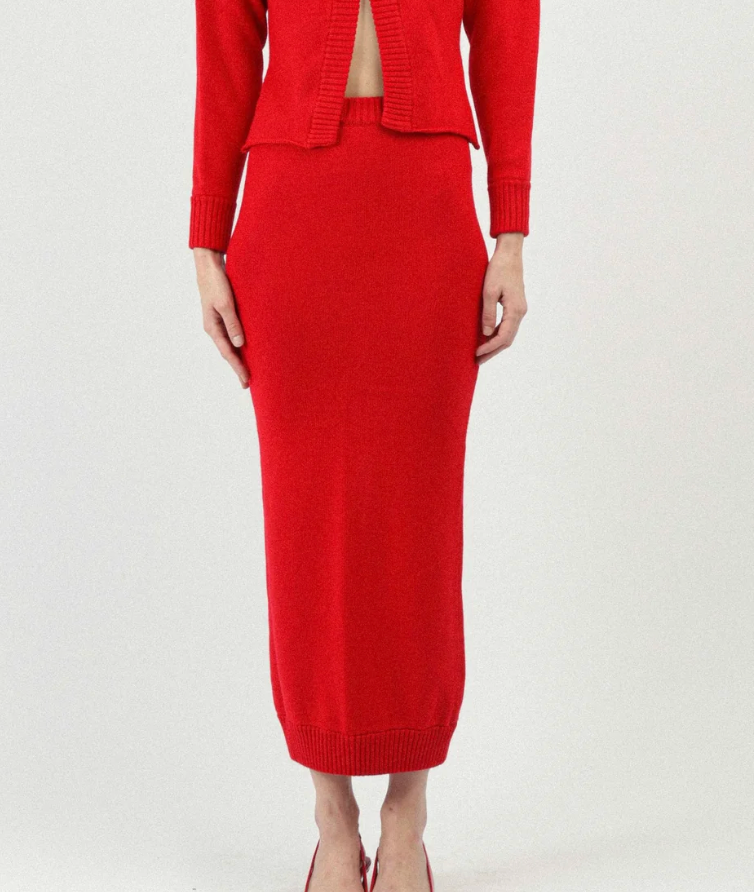Rowen Rose Wool Knit Skirt