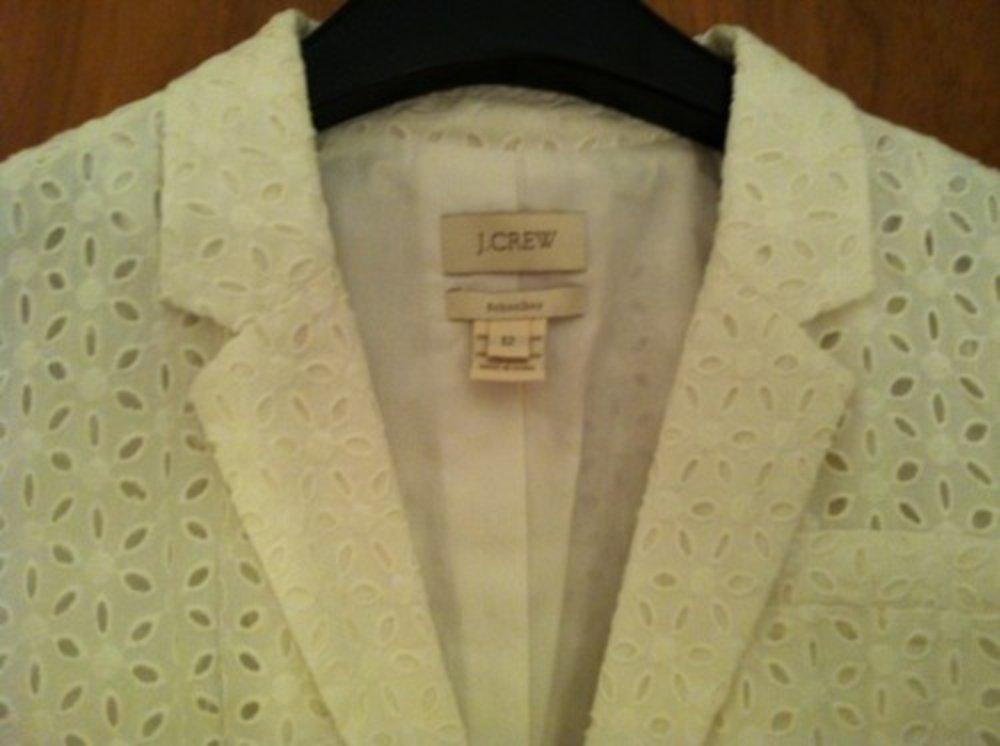 J Crew Broderie Anglaise White Blazer