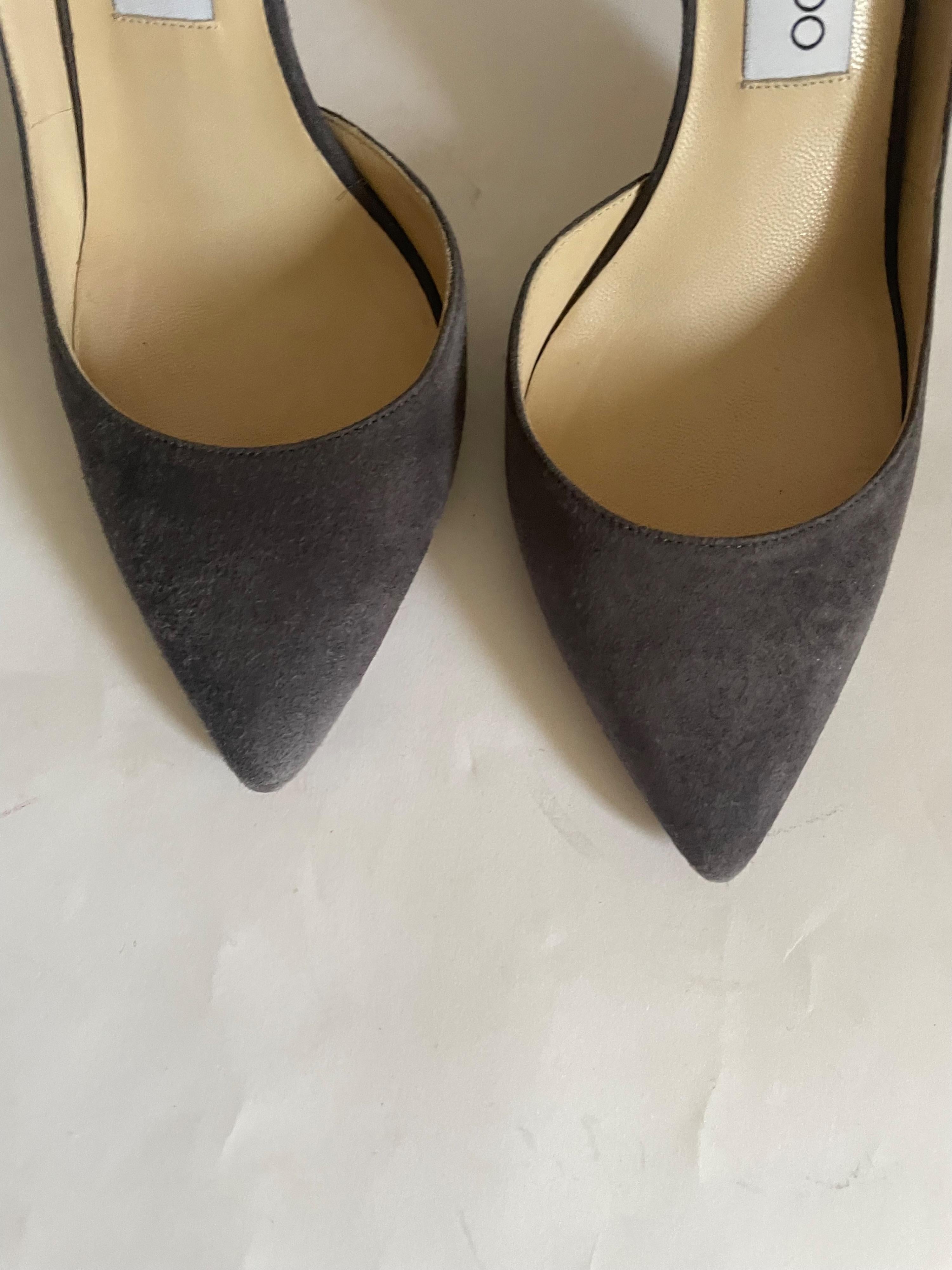 Jimmy Choo Lucy Grey Suede Half-d'Orsay Suede Pumps