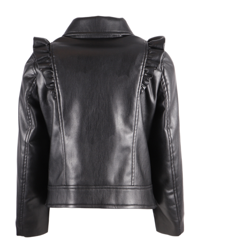 Simonetta Kids Ruffled Faux Leather Jacket